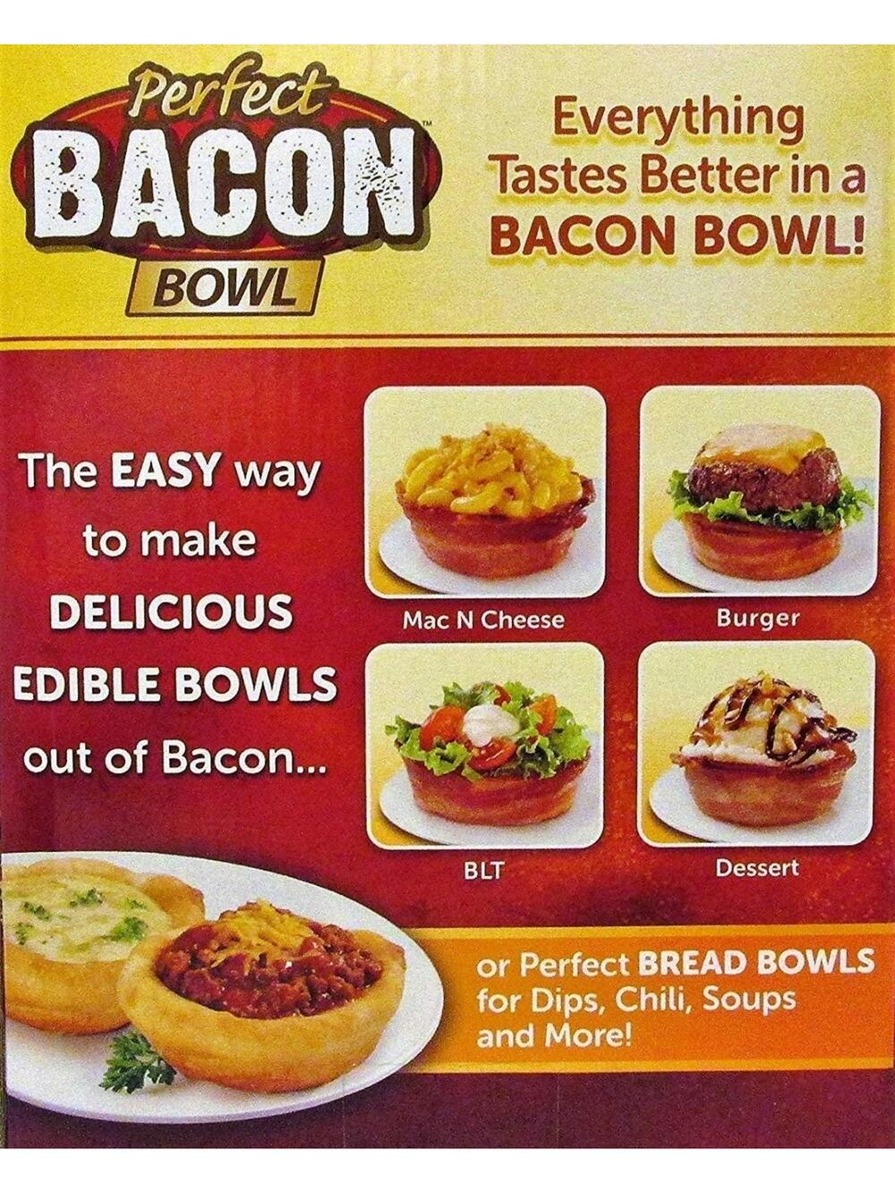 As Seen On TV Perfect Bacon / Bread Bowl Bowls 4 Pack w. Instructions Brand New